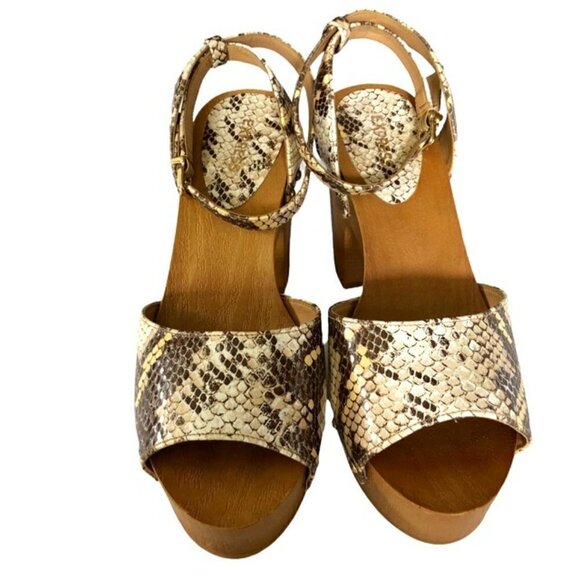 Express Snakeskin Clog Sandal with Ankle Strap 8 - Picture 3 of 7